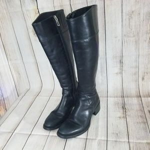 Corvari Knee High Black Leather Riding Boots